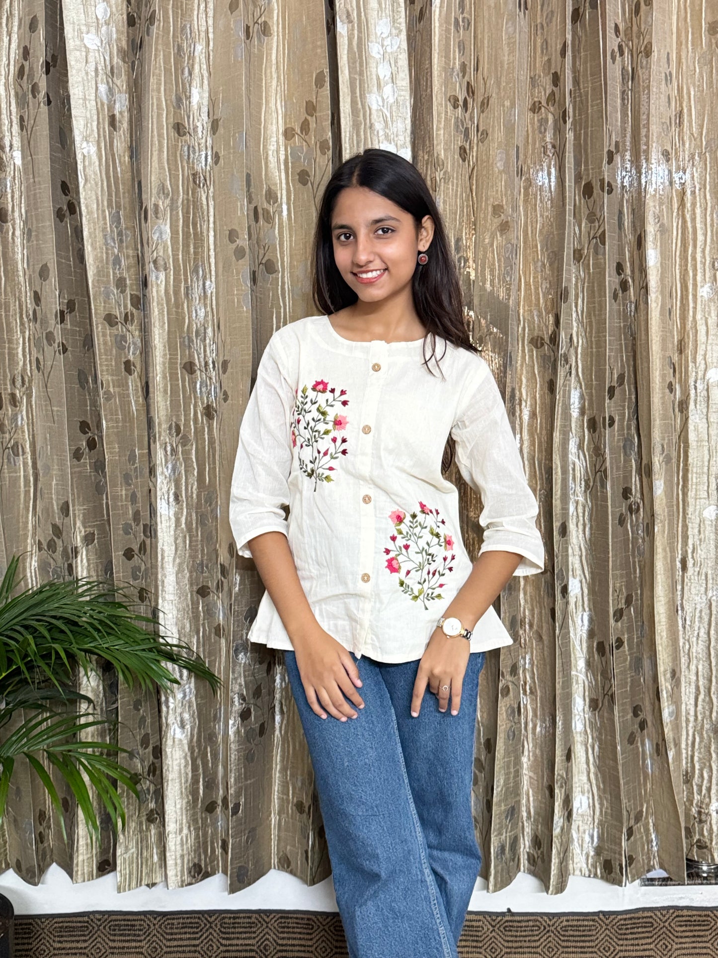 Khadi Cotton Tops with Hand Embroidery