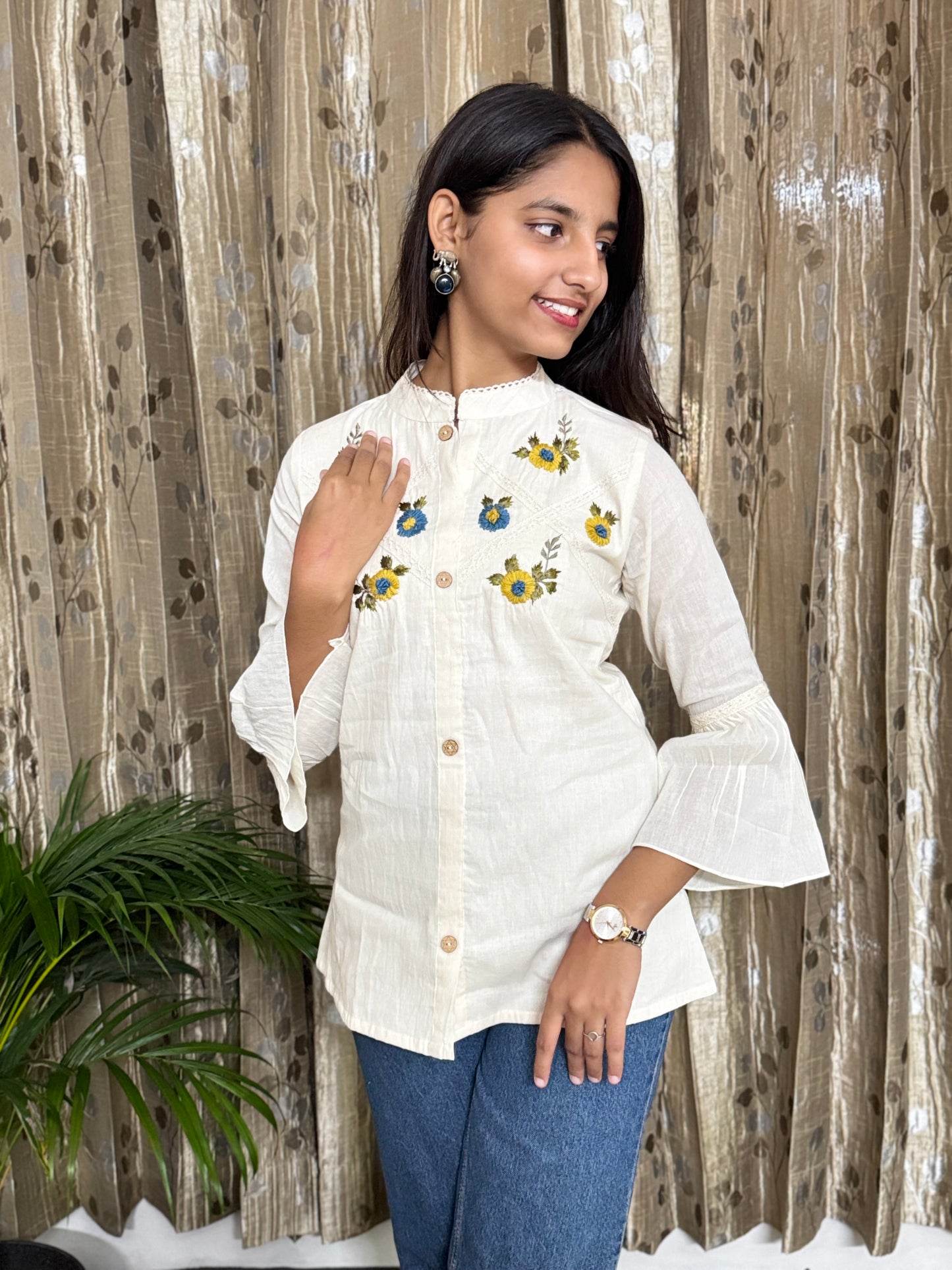 Khadi Cotton Tops with Hand Embroidery