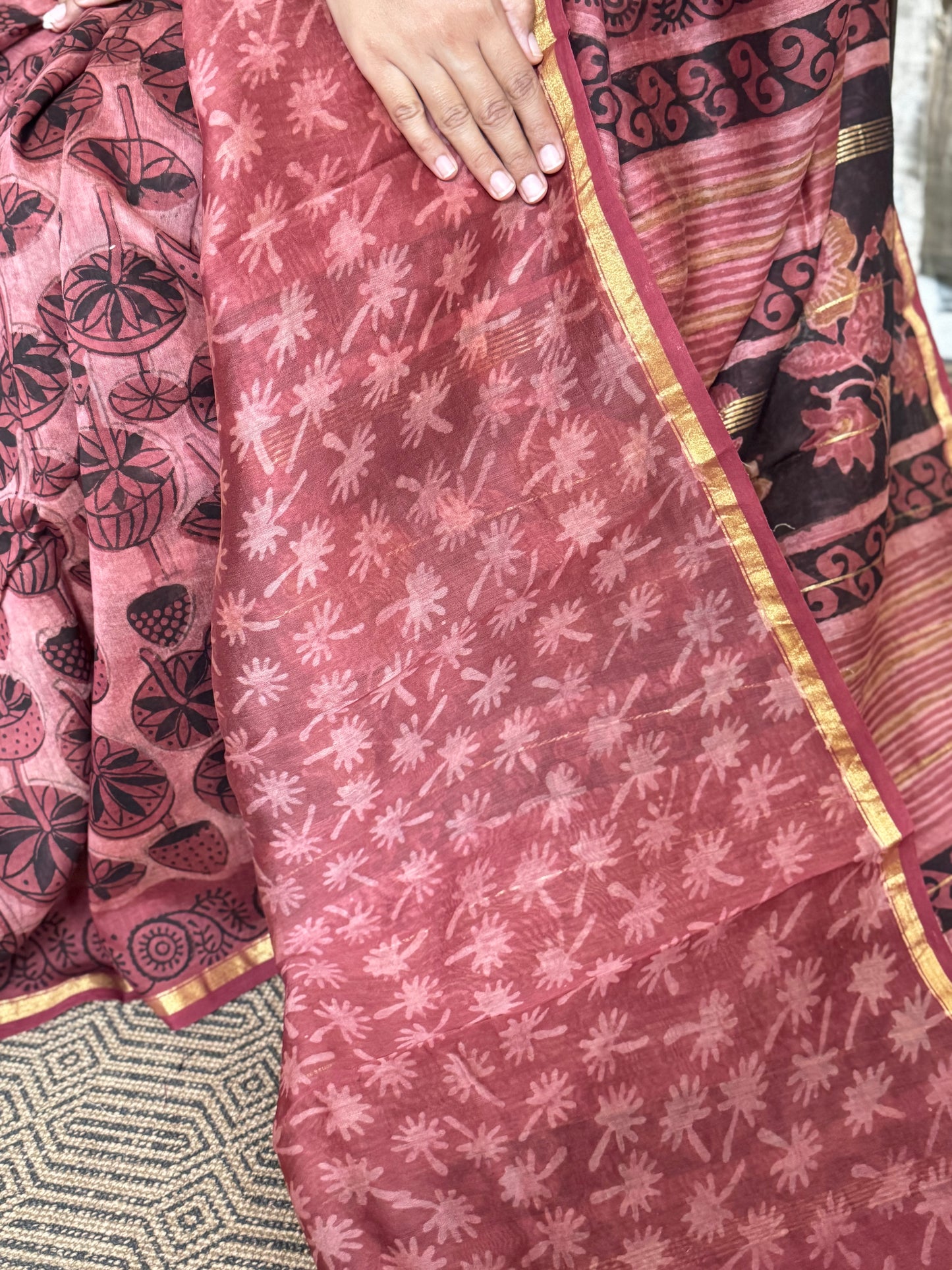 Dusky Pink Chanderi Silk Cotton Saree