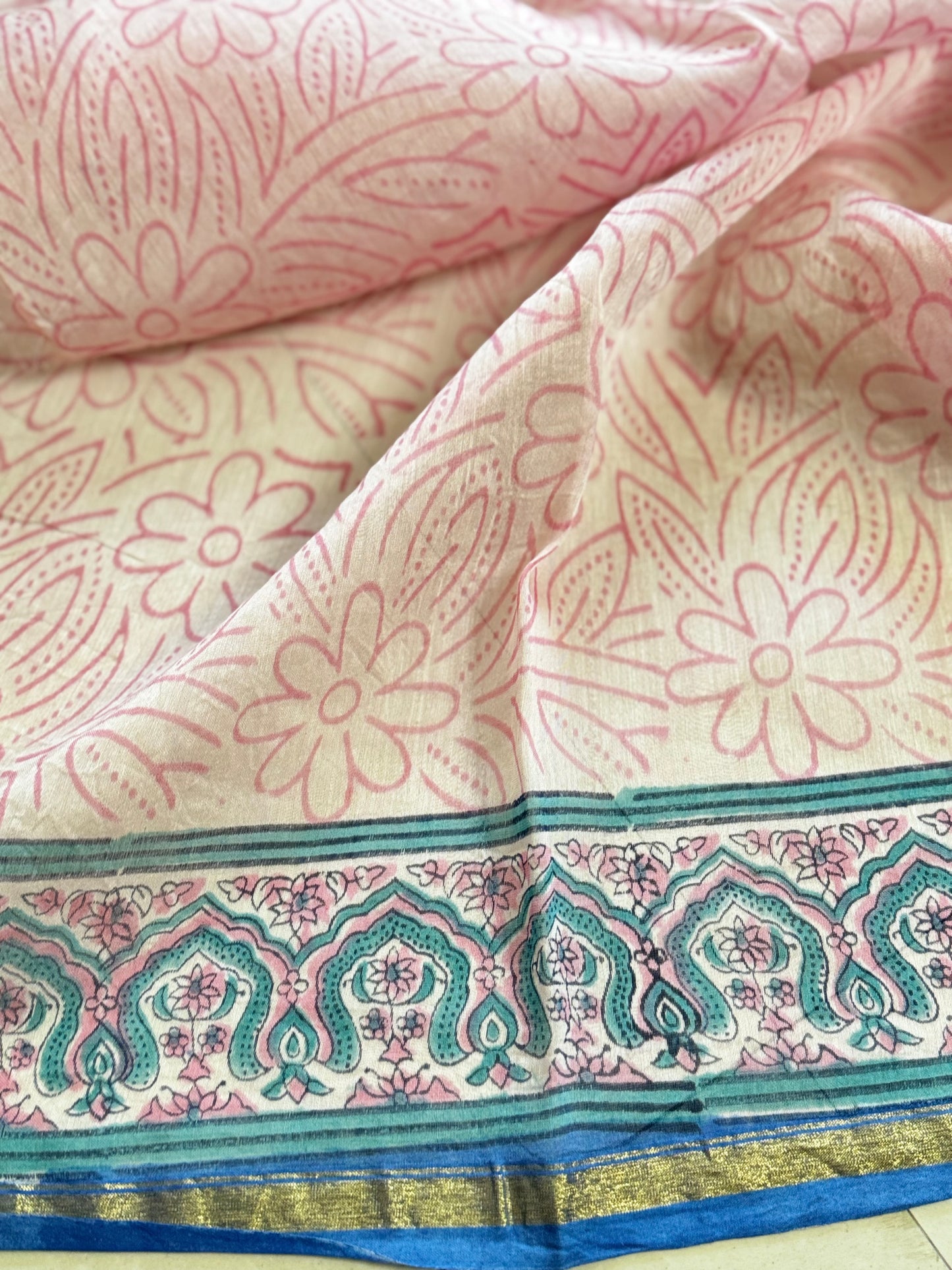 Blue Chanderi Silk Cotton Saree