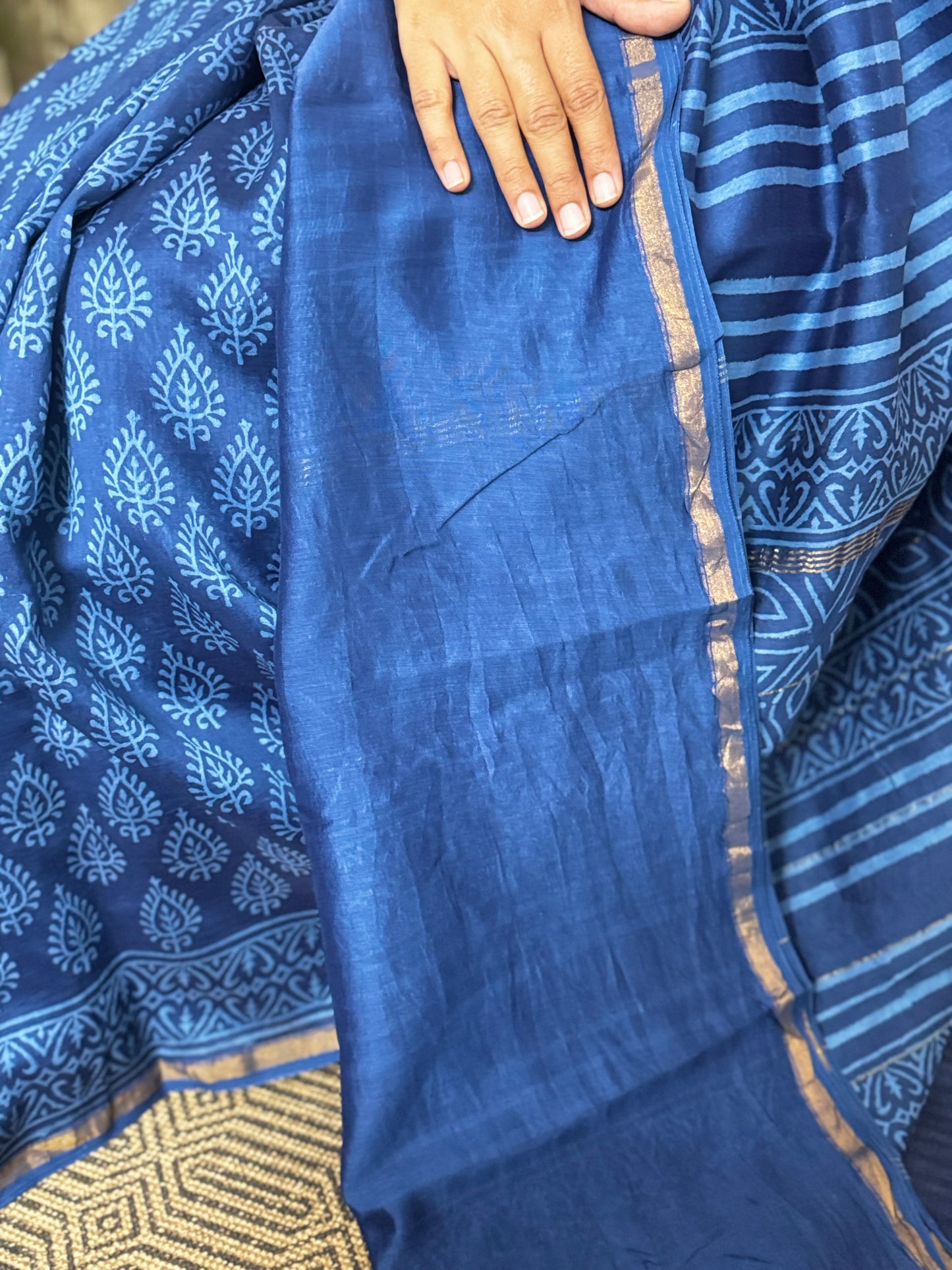 Blue Chanderi Silk Cotton Saree