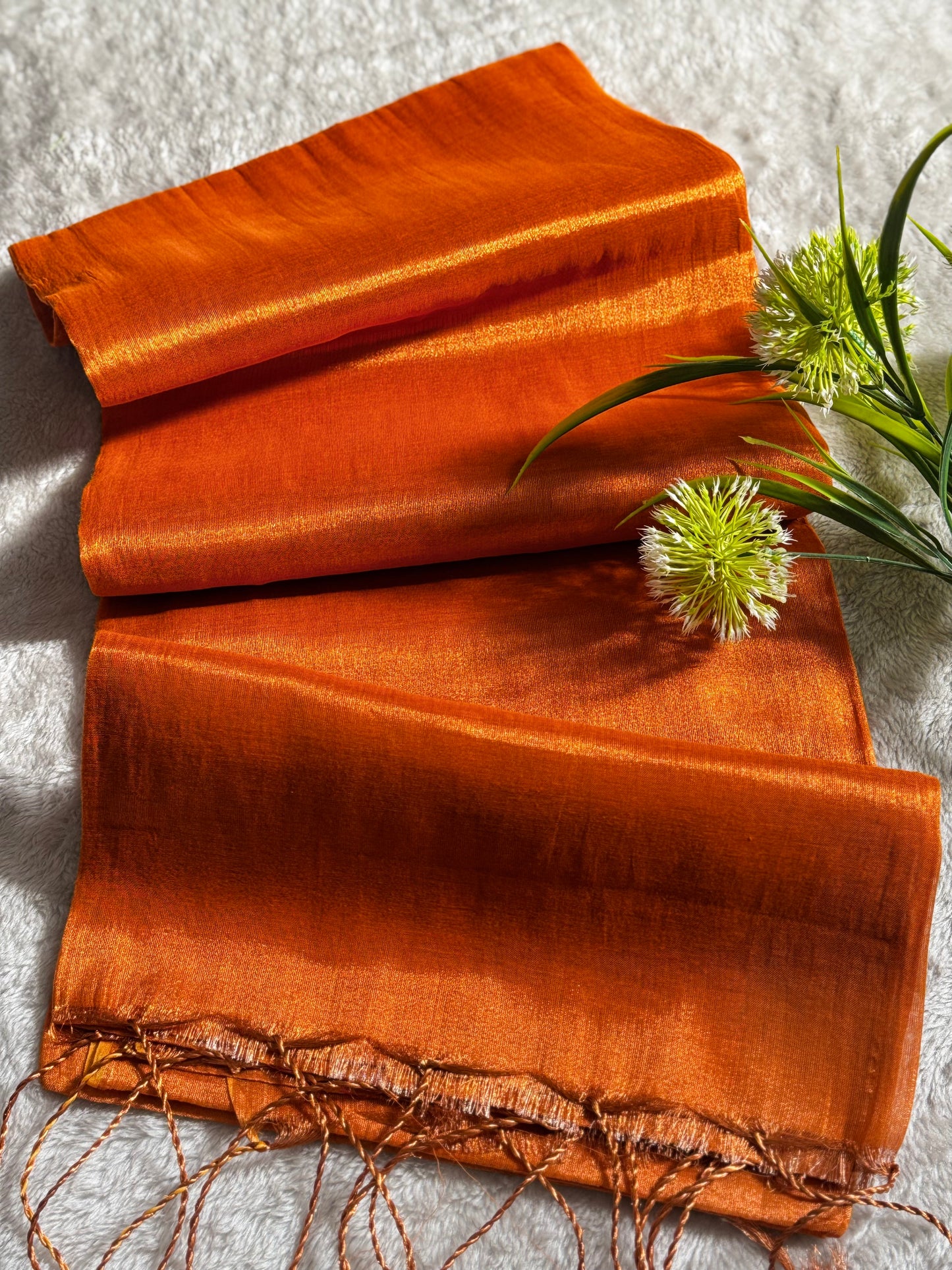 Orange Shimmer Tissue Saree