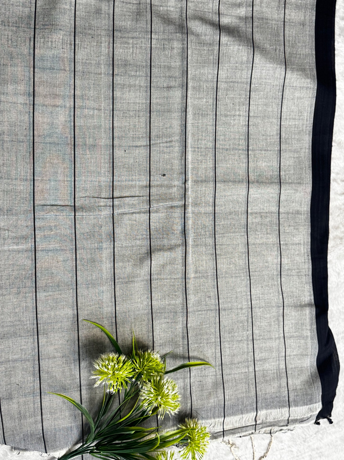 White and Black Checks Cotton Saree
