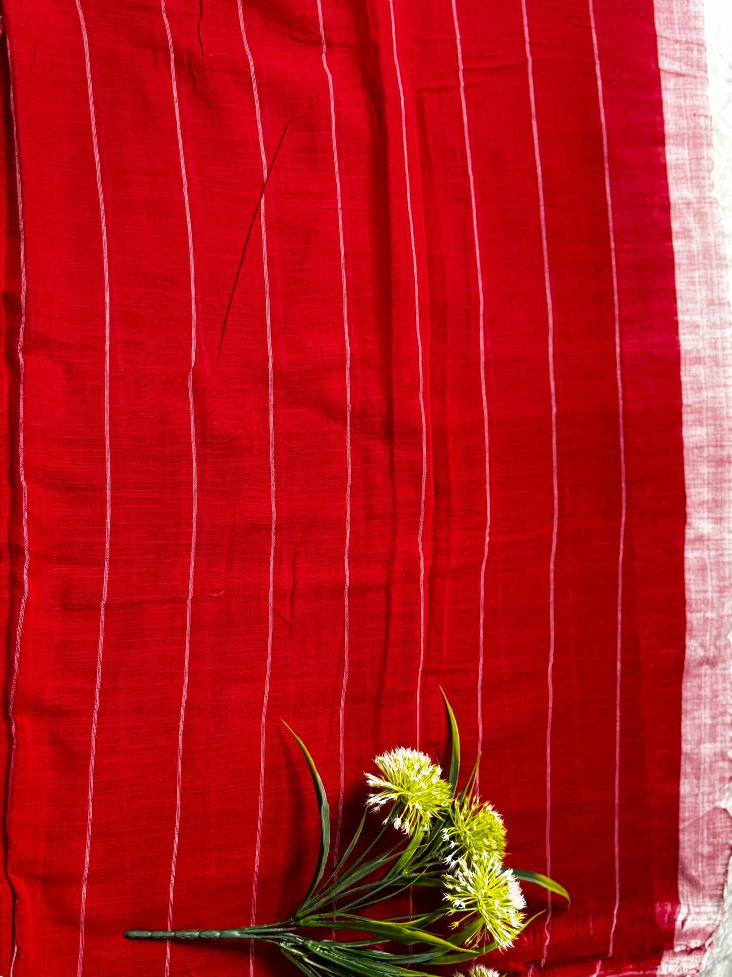 Red and White Checks Cotton Saree