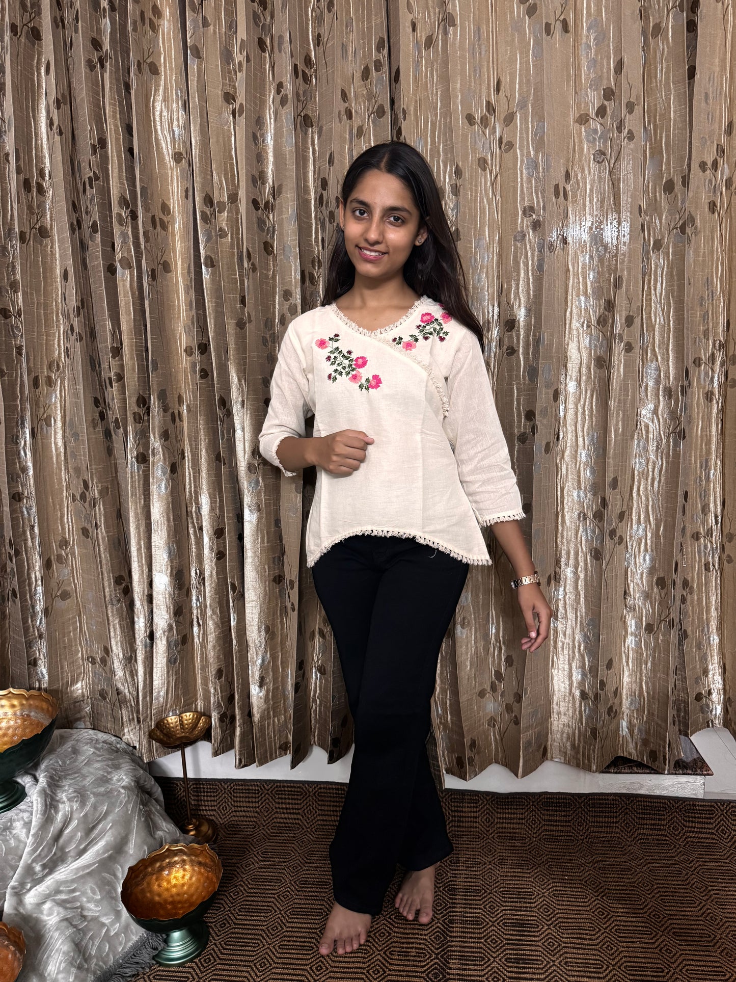 Khadi Cotton Tops with Hand Embroidery