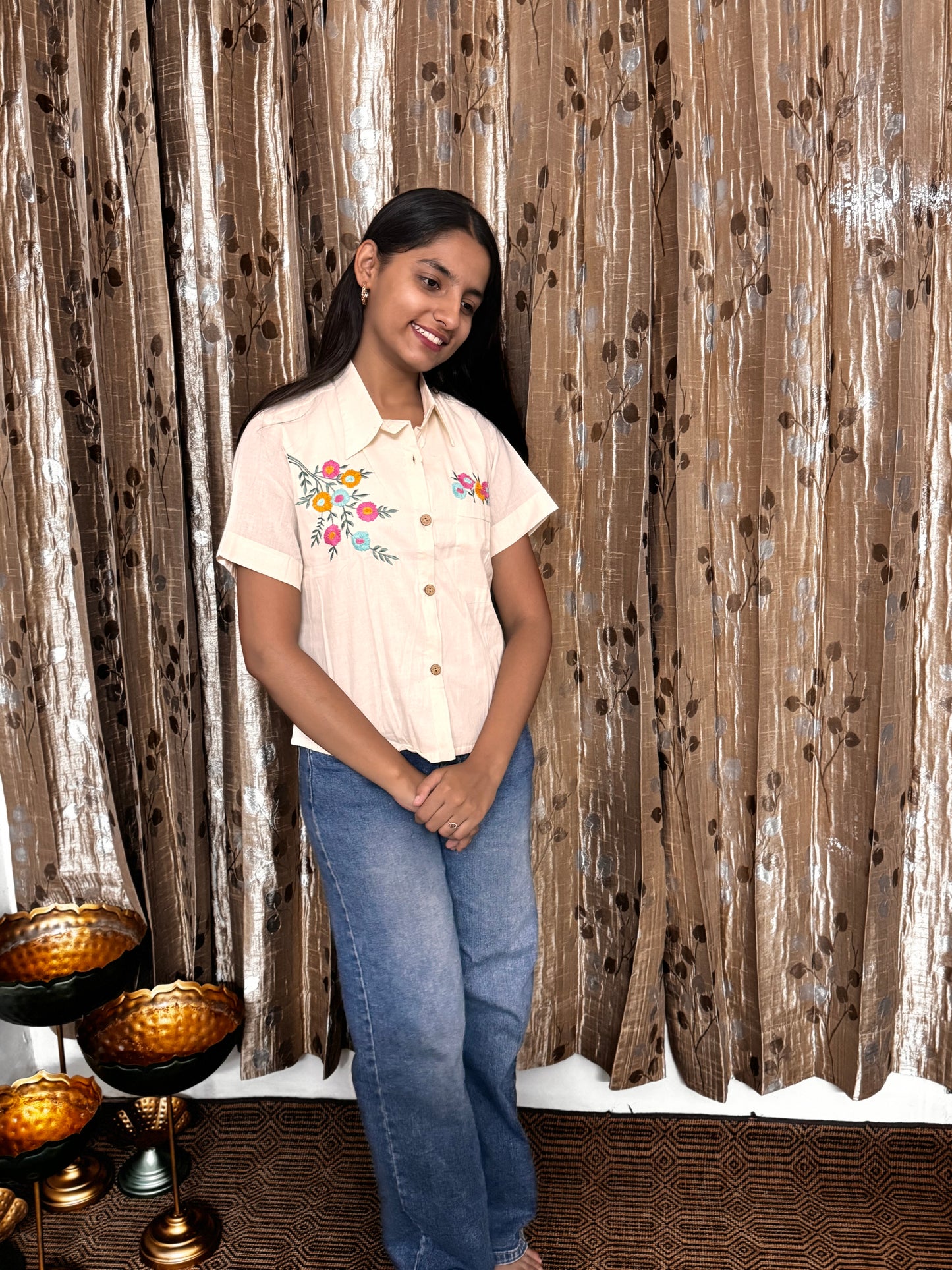 Khadi Cotton Top with Hand Embroidery