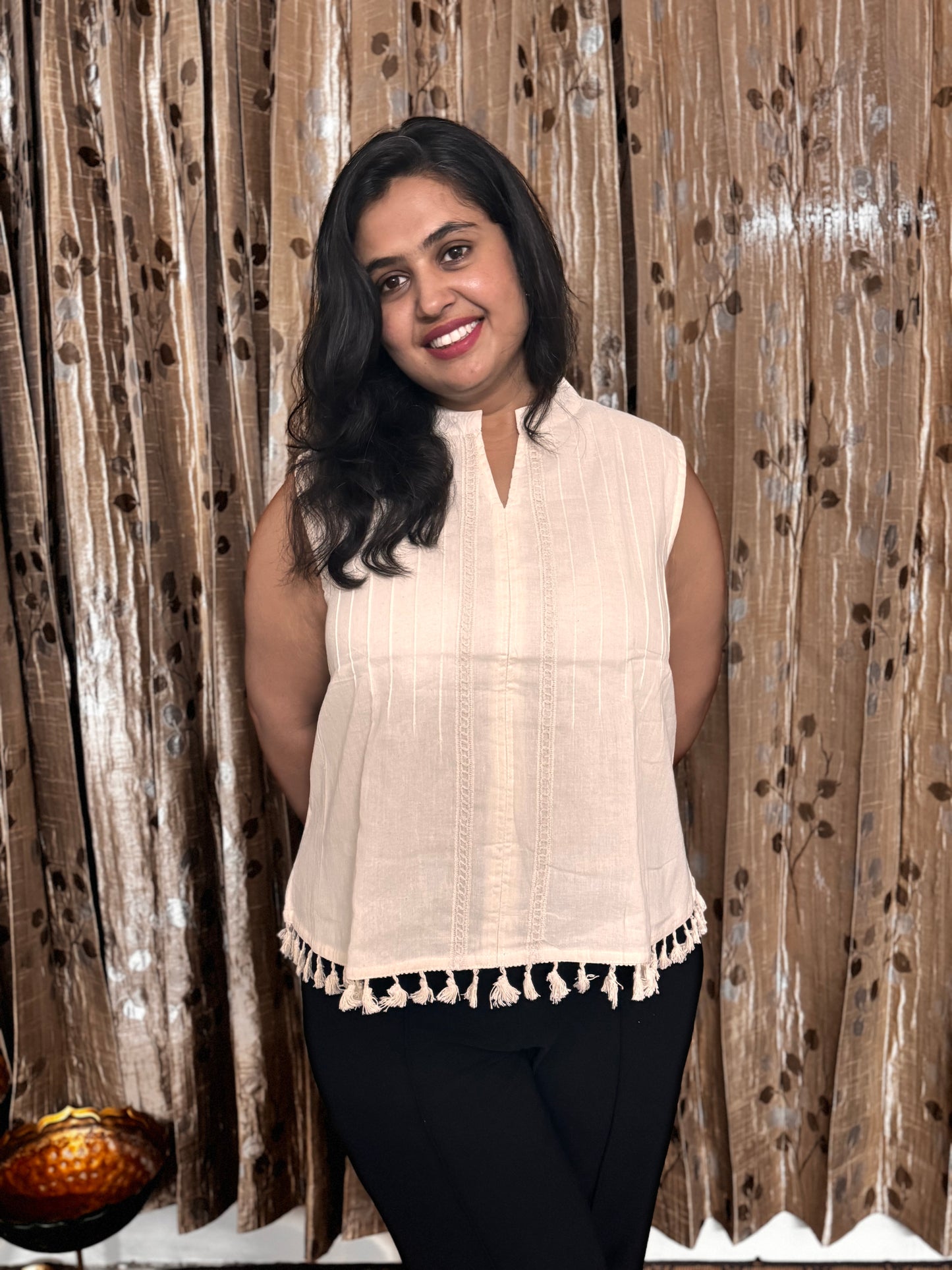 Khadi Cotton Embroidered Sleeveless Top