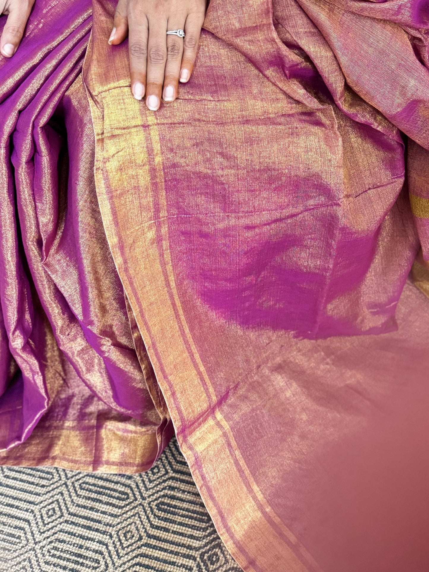 Lavender Tissue Linen Saree