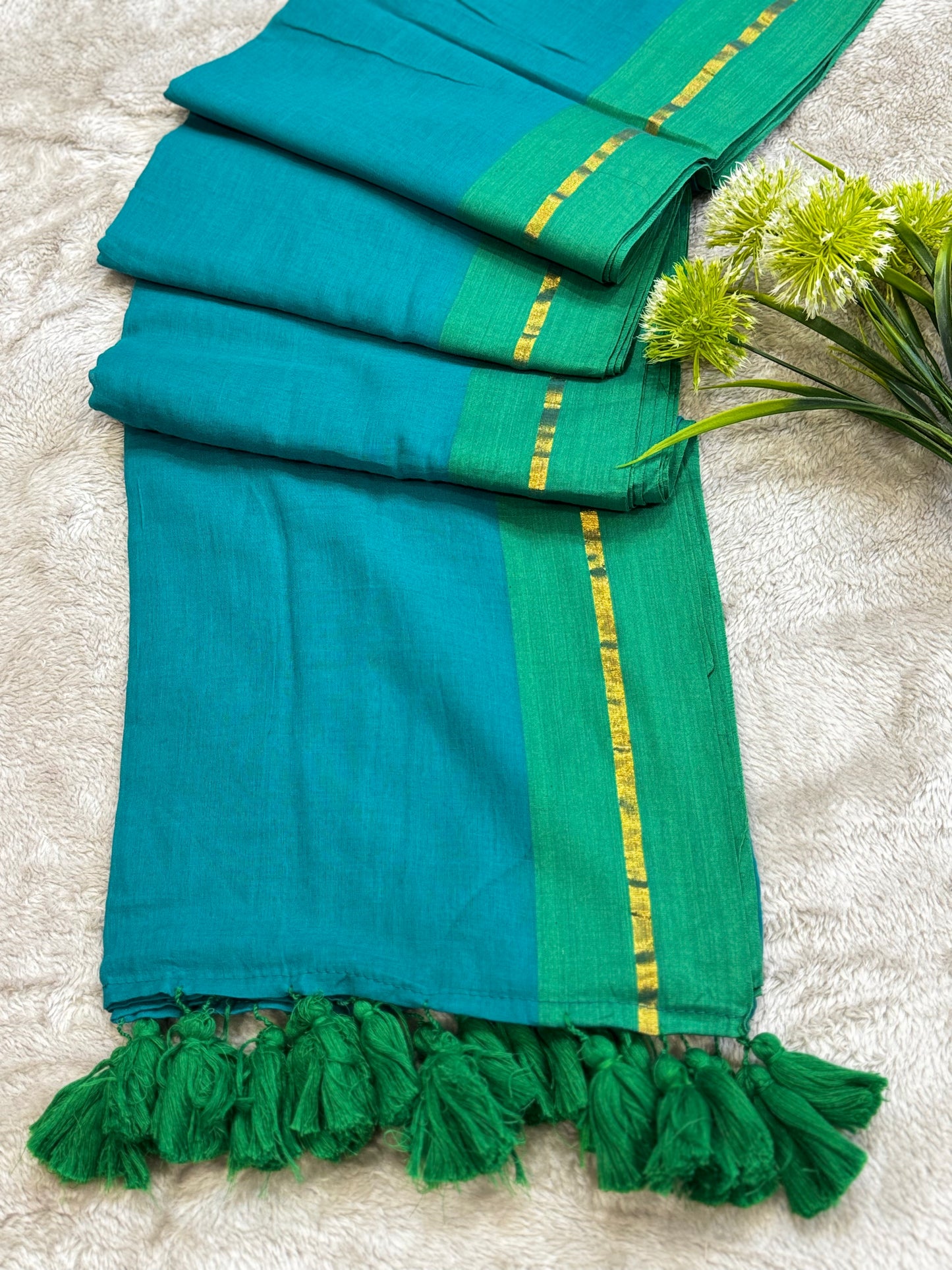 Blue Mul Cotton Saree