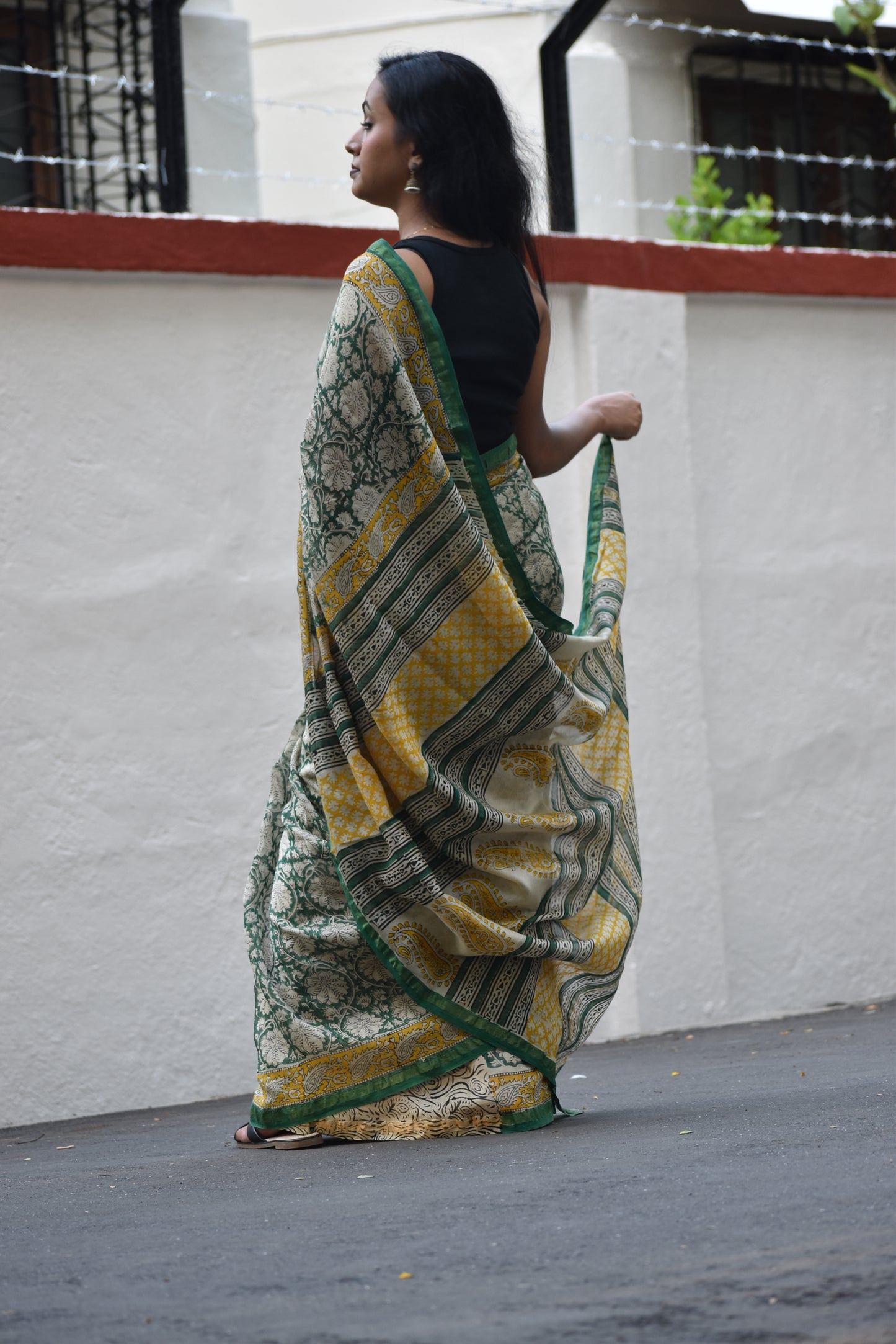 Green Chanderi Silk Cotton Saree (Blouse)