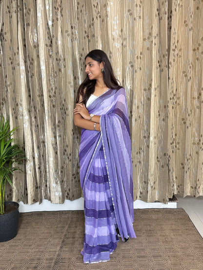 Lavender Mul Cotton Saree