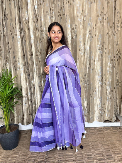 Lavender Mul Cotton Saree