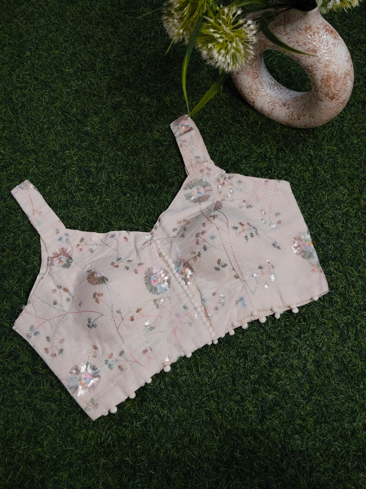 Khadi Cotton Blouses with Pastel Embroidery and Sequin work