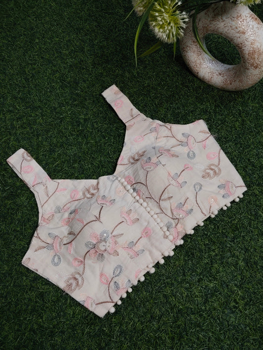Khadi Cotton Blouses with Pastel Embroidery and Sequin work