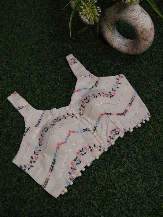Khadi Cotton Blouses with Multicolour Embroidery
