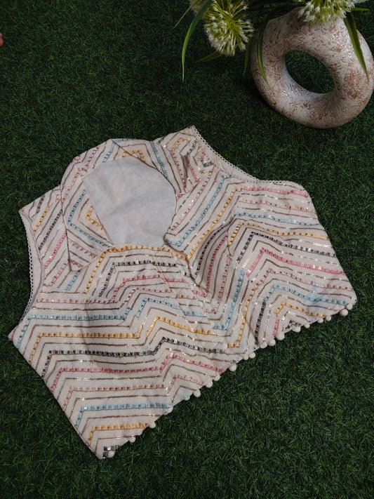 Khadi Cotton Blouse With Multicolour Embroidery Work