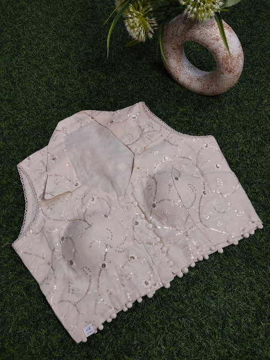 Khadi Cotton Blouse With Sequin Work