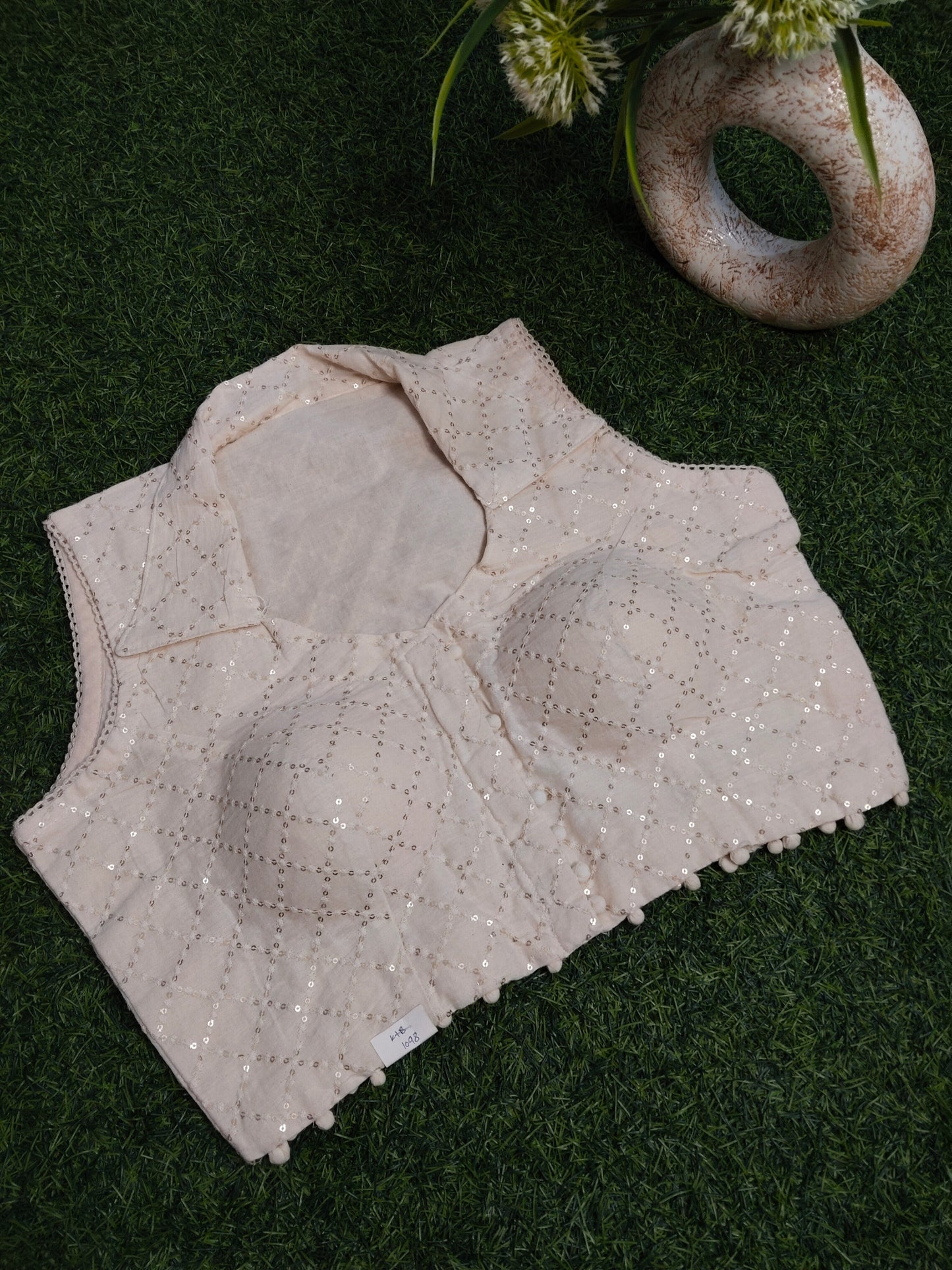 Khadi Cotton Blouse With Sequin Work