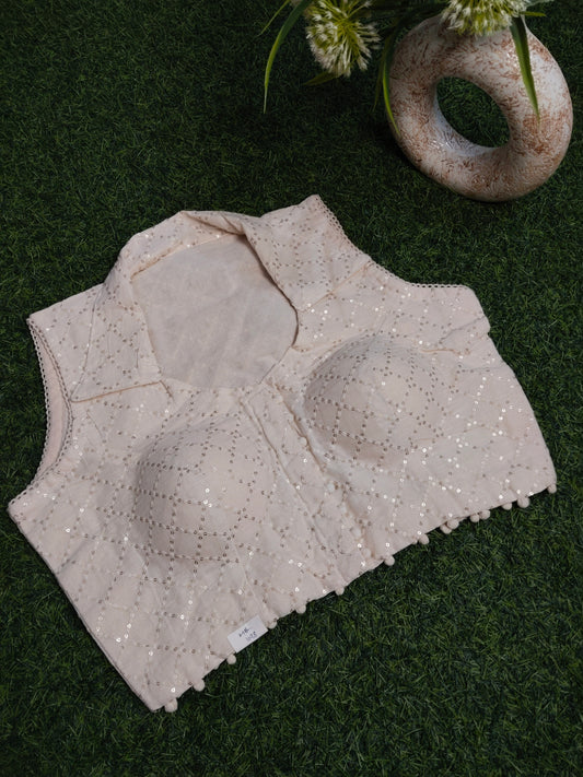 Khadi Cotton Blouse With Sequin Work