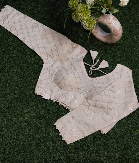 Khadi Cotton Full Sleeves Blouses With Sequin Work
