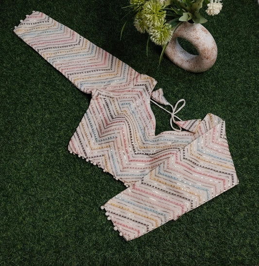 Khadi Cotton Full Sleeves Blouses With Multicolour Embroidery work