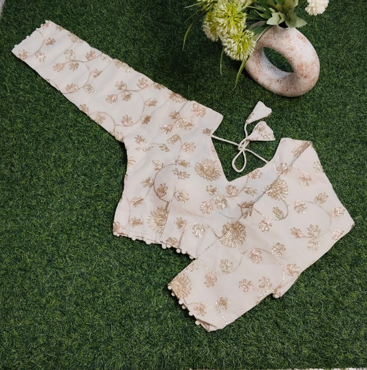 Khadi Cotton Full Sleeves Blouses With Gota Patti Work