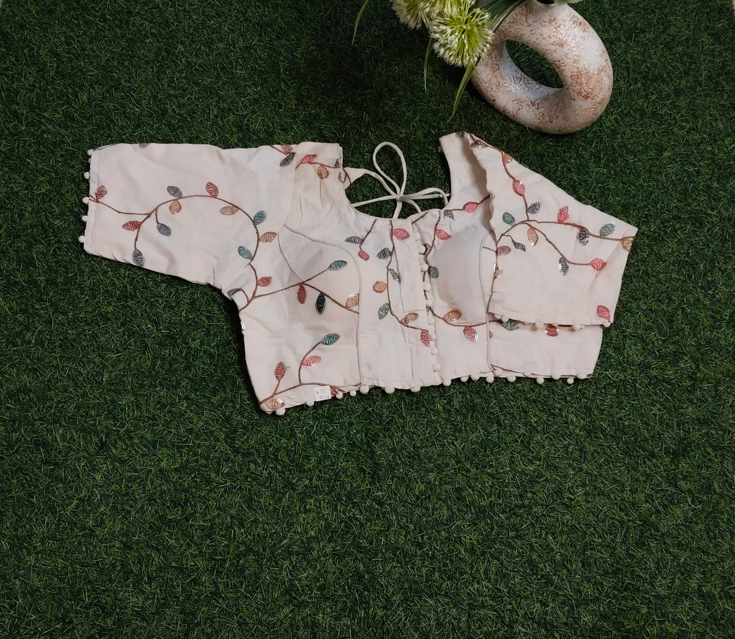 Khadi Cotton Blouses with Red and Blue Embroidery