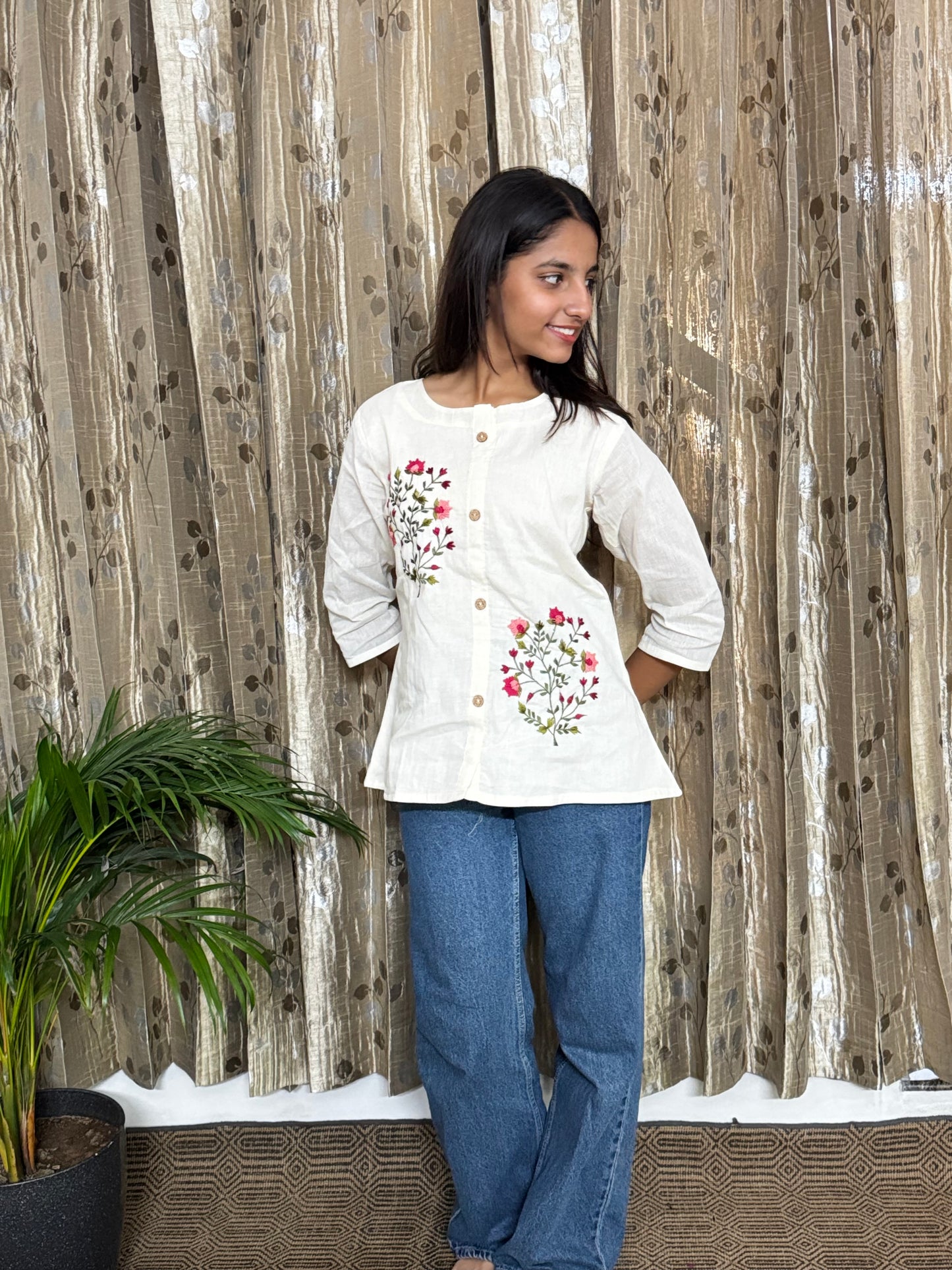 Khadi Cotton Tops with Hand Embroidery
