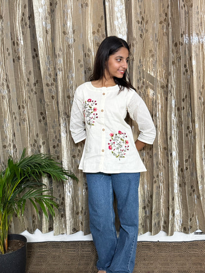 Khadi Cotton Tops with Hand Embroidery