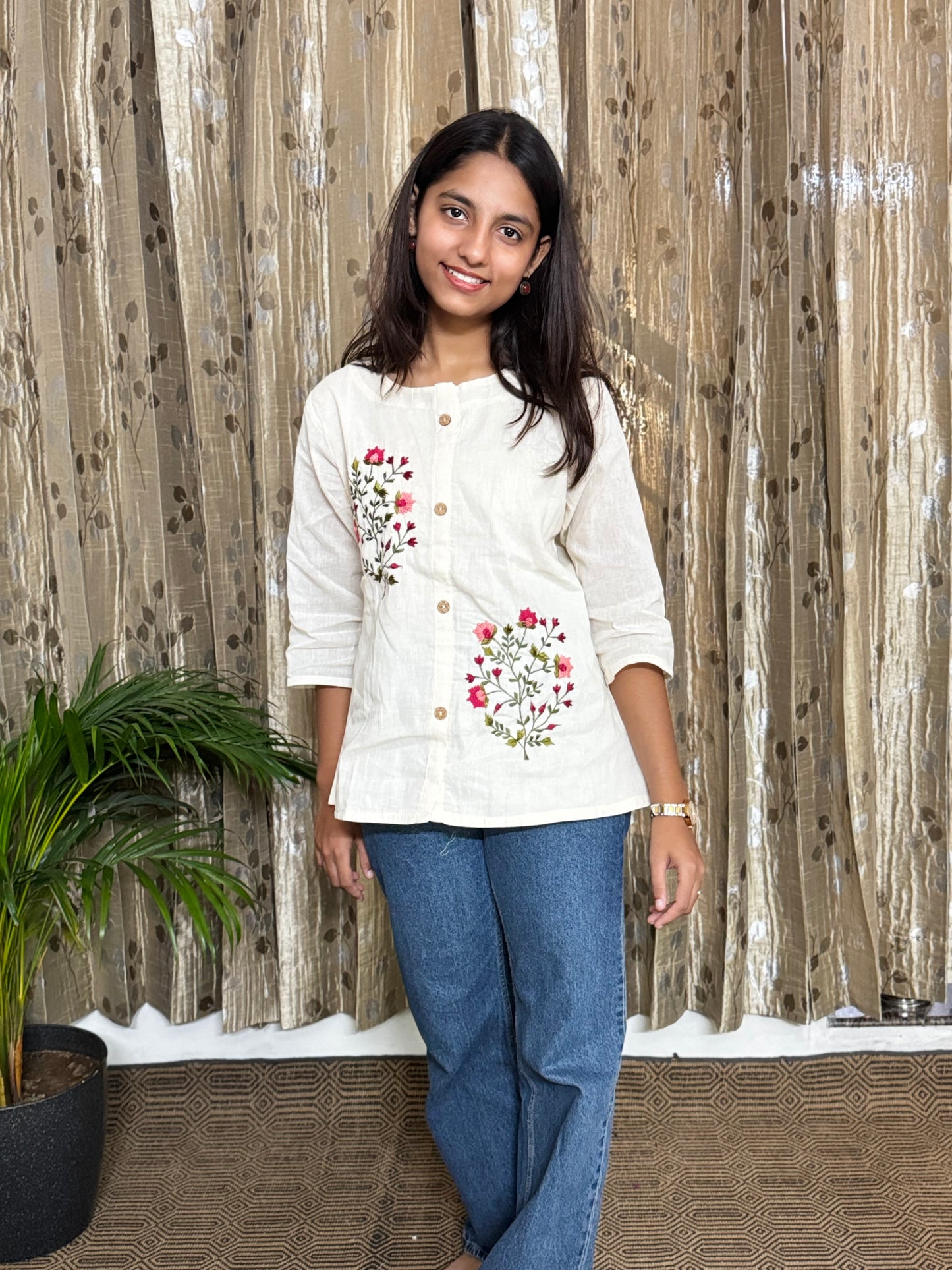 Khadi Cotton Tops with Hand Embroidery