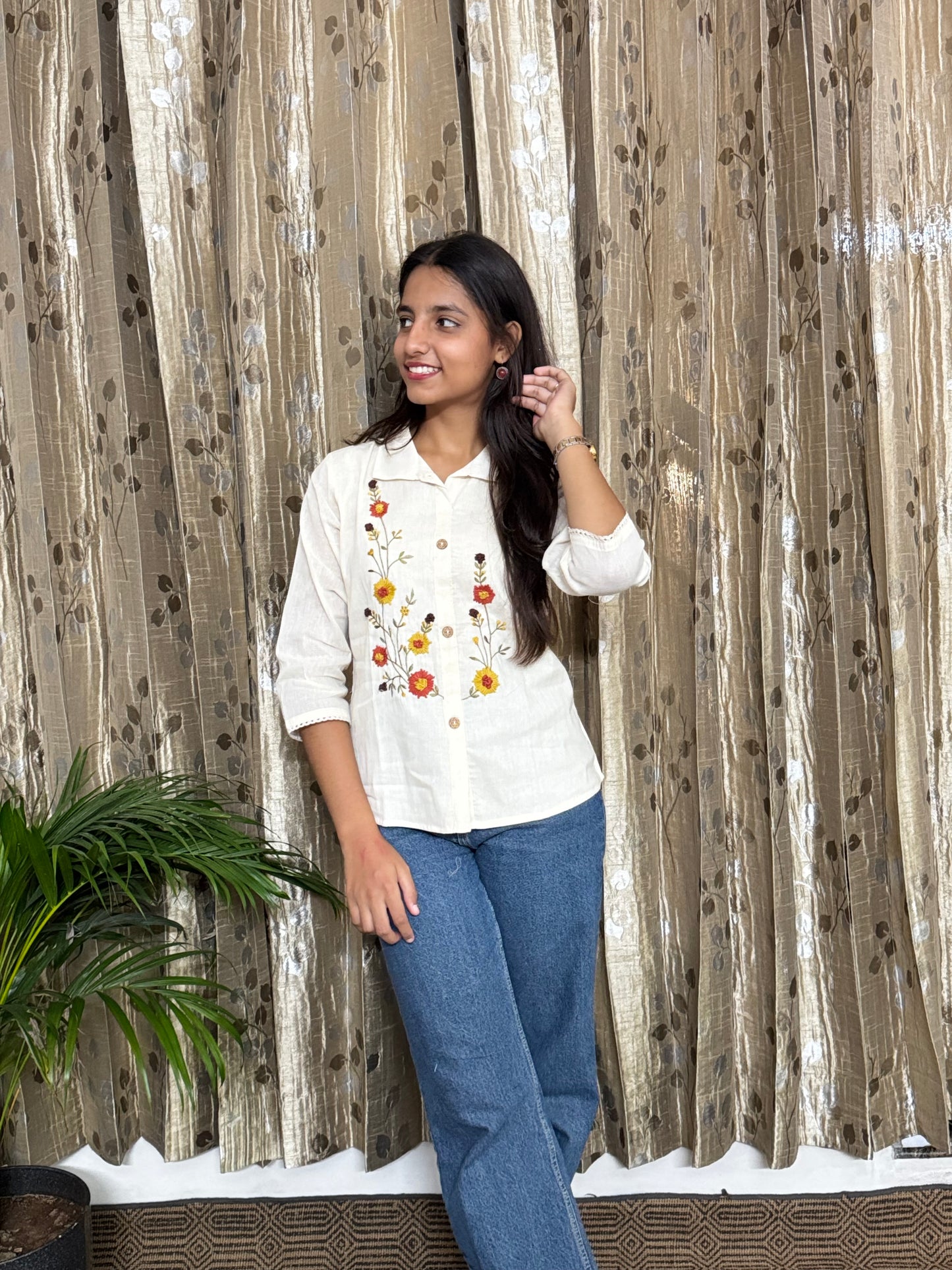 Khadi Cotton Tops with Hand Embroidery