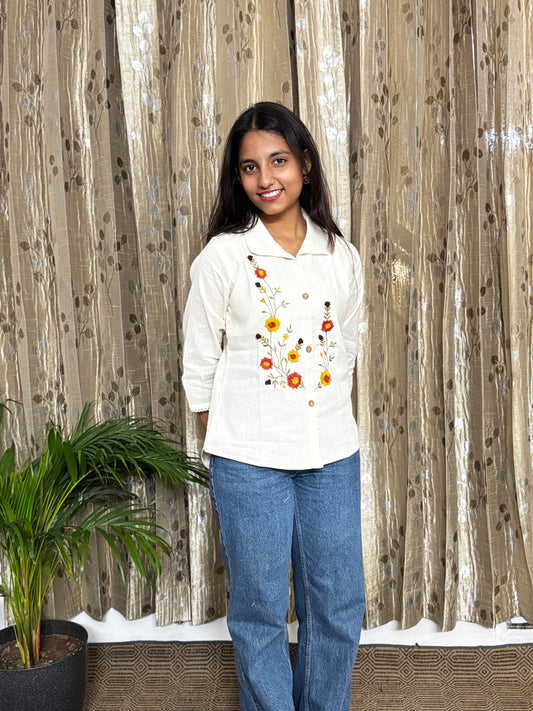 Khadi Cotton Tops with Hand Embroidery