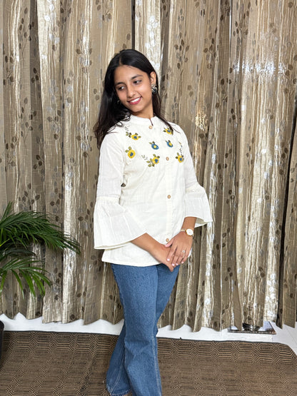 Khadi Cotton Tops with Hand Embroidery