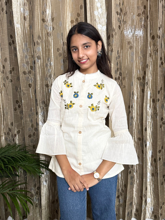 Khadi Cotton Tops with Hand Embroidery