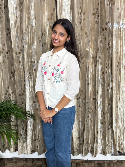 Khadi Cotton Tops with Hand Embroidery