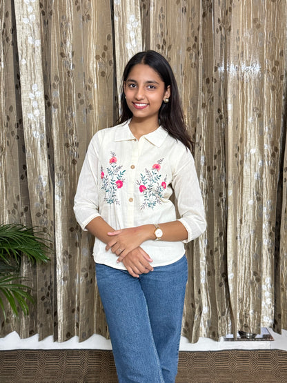 Khadi Cotton Tops with Hand Embroidery