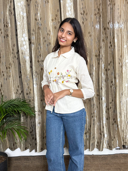 Khadi Cotton Tops with Hand Embroidery