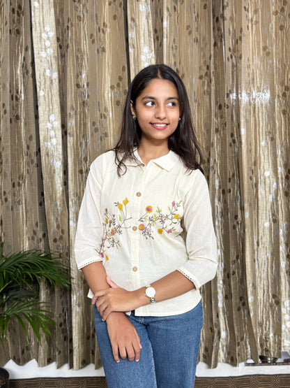 Khadi Cotton Tops with Hand Embroidery