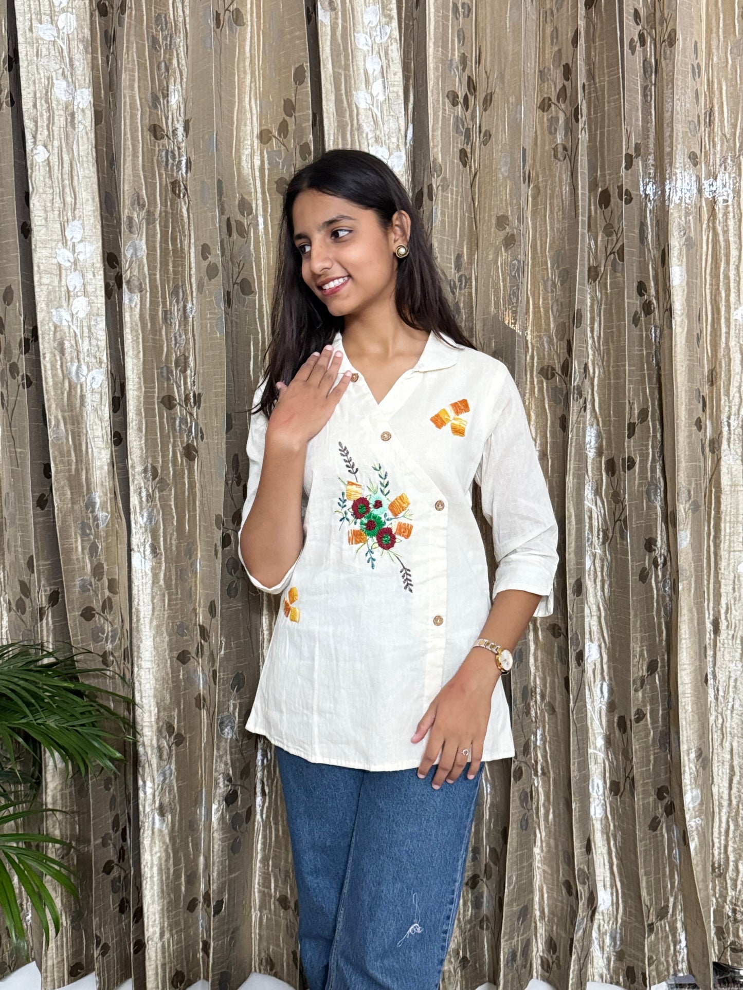 Khadi Cotton Tops with Hand Embroidery