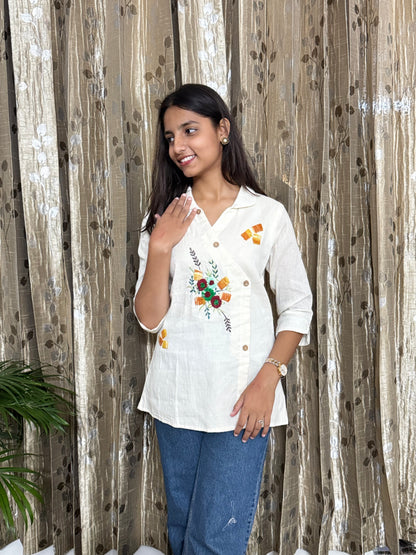 Khadi Cotton Tops with Hand Embroidery