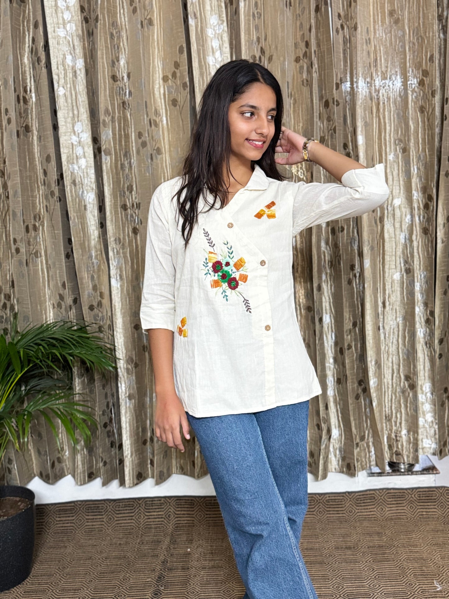 Khadi Cotton Tops with Hand Embroidery