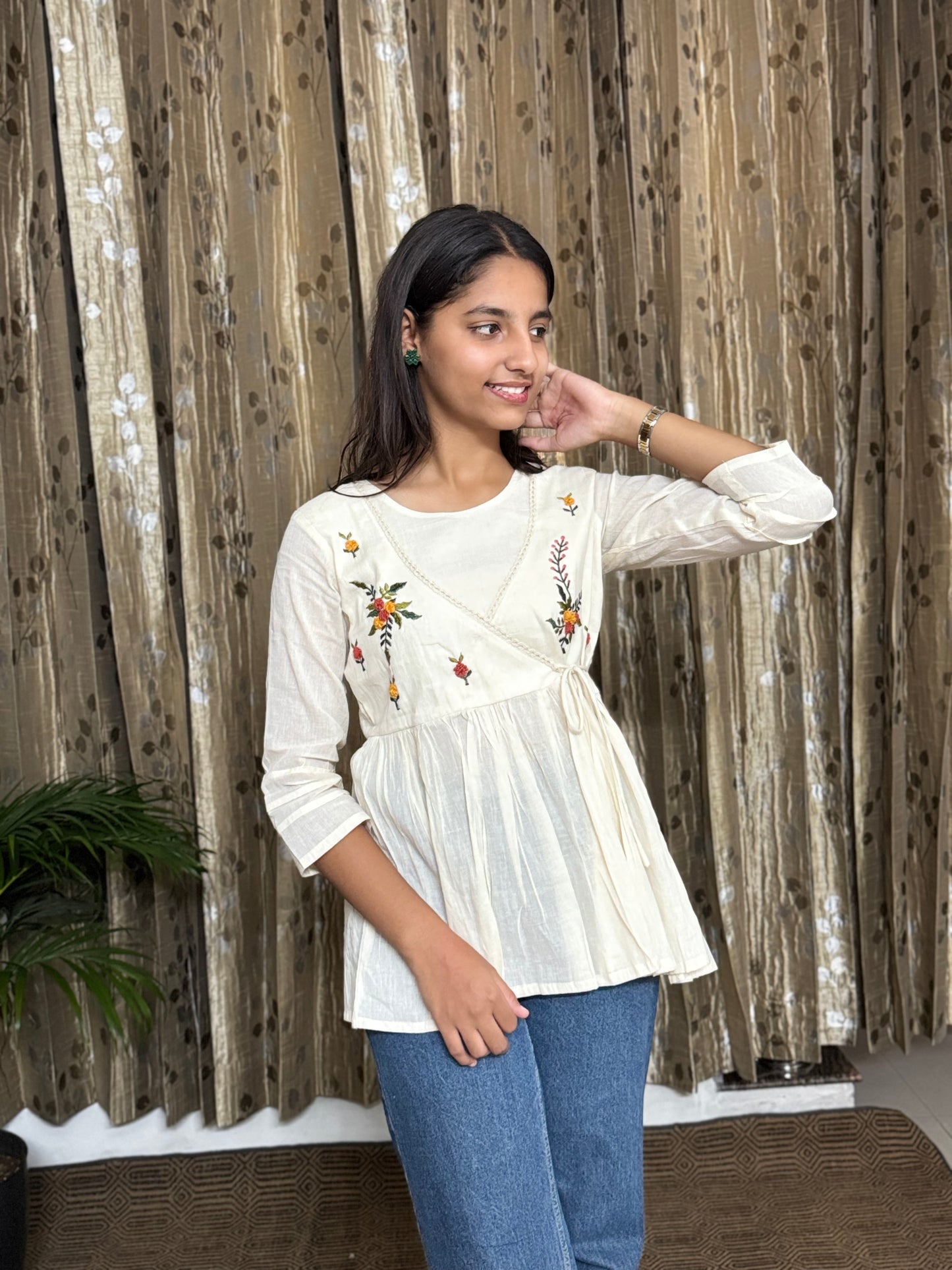 Khadi Cotton Tops with Hand Embroidery