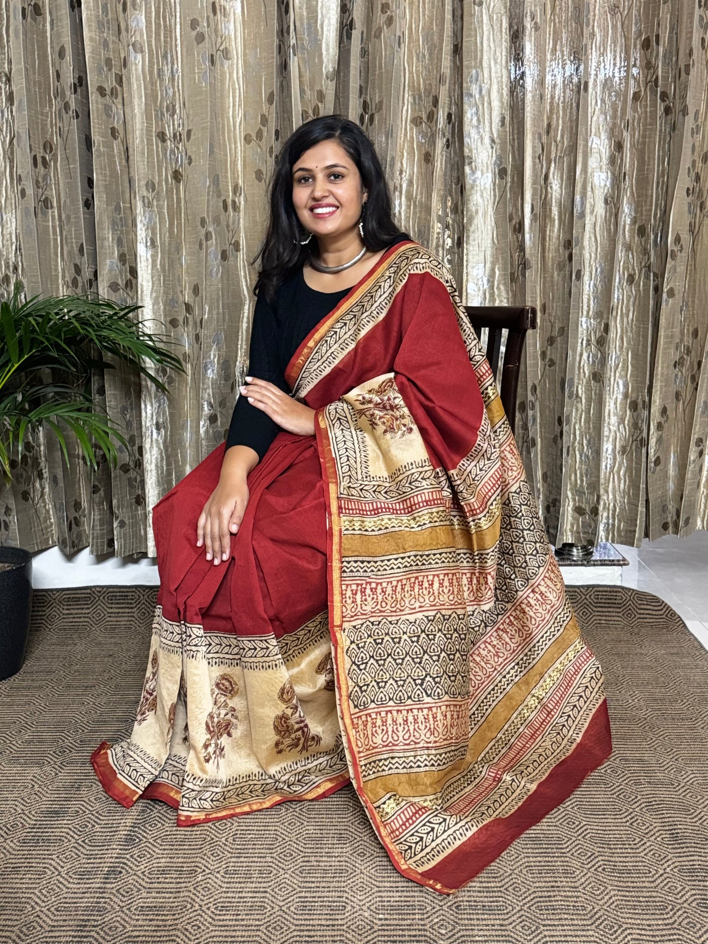 Red Chanderi Silk Cotton Saree