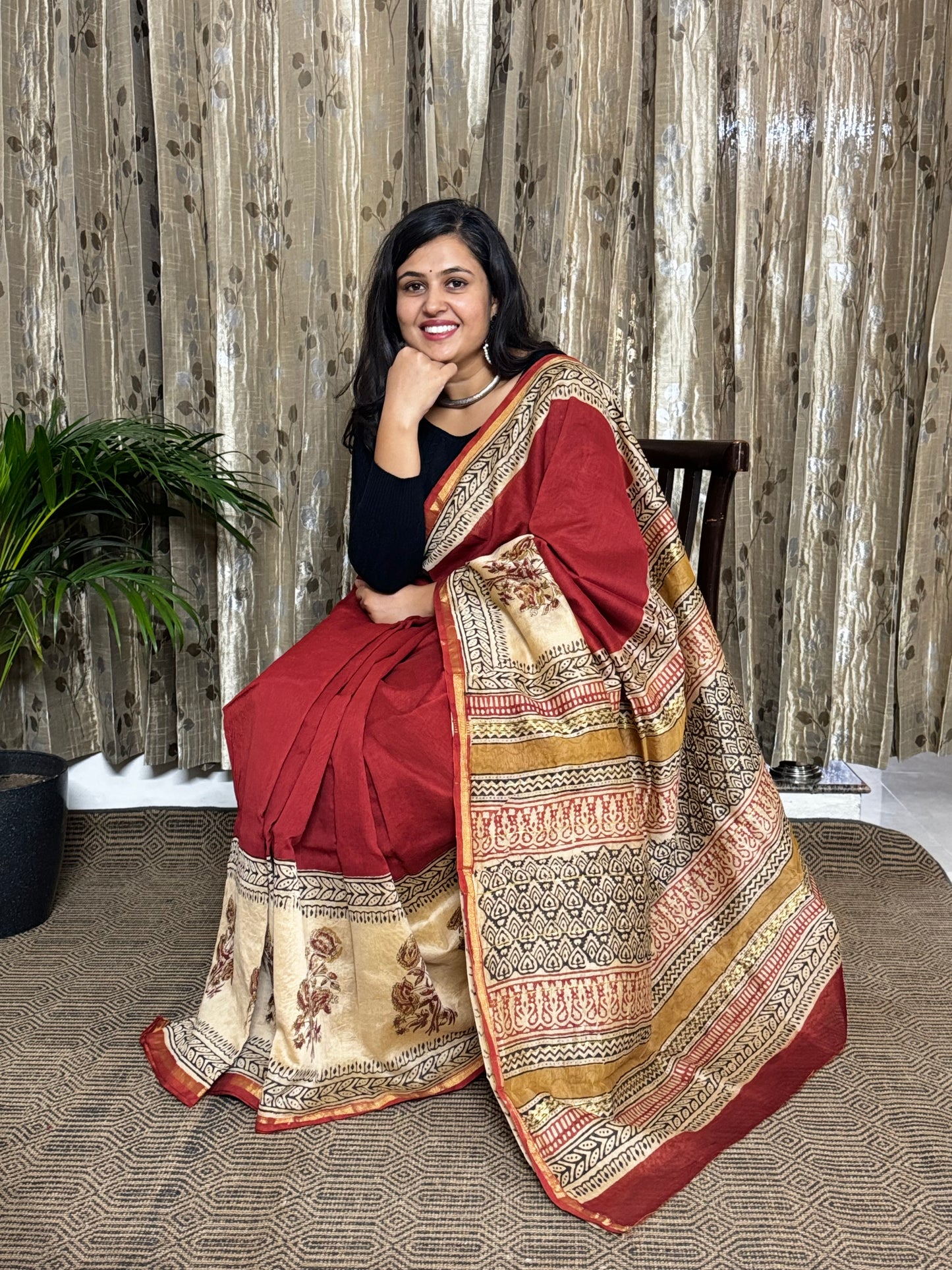 Red Chanderi Silk Cotton Saree