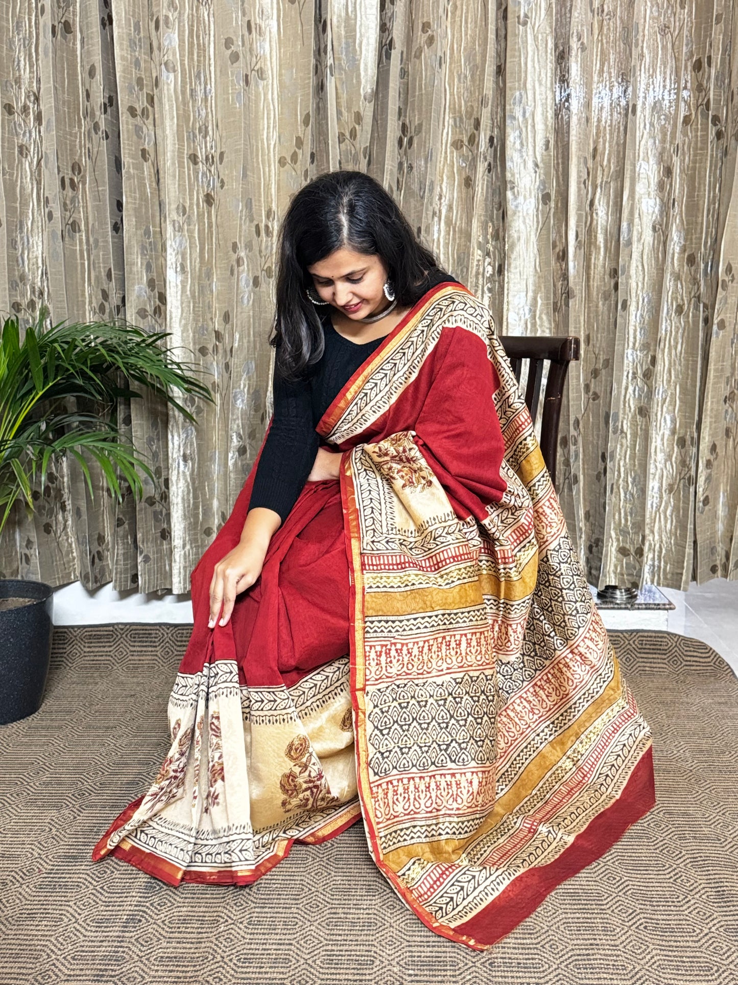 Red Chanderi Silk Cotton Saree