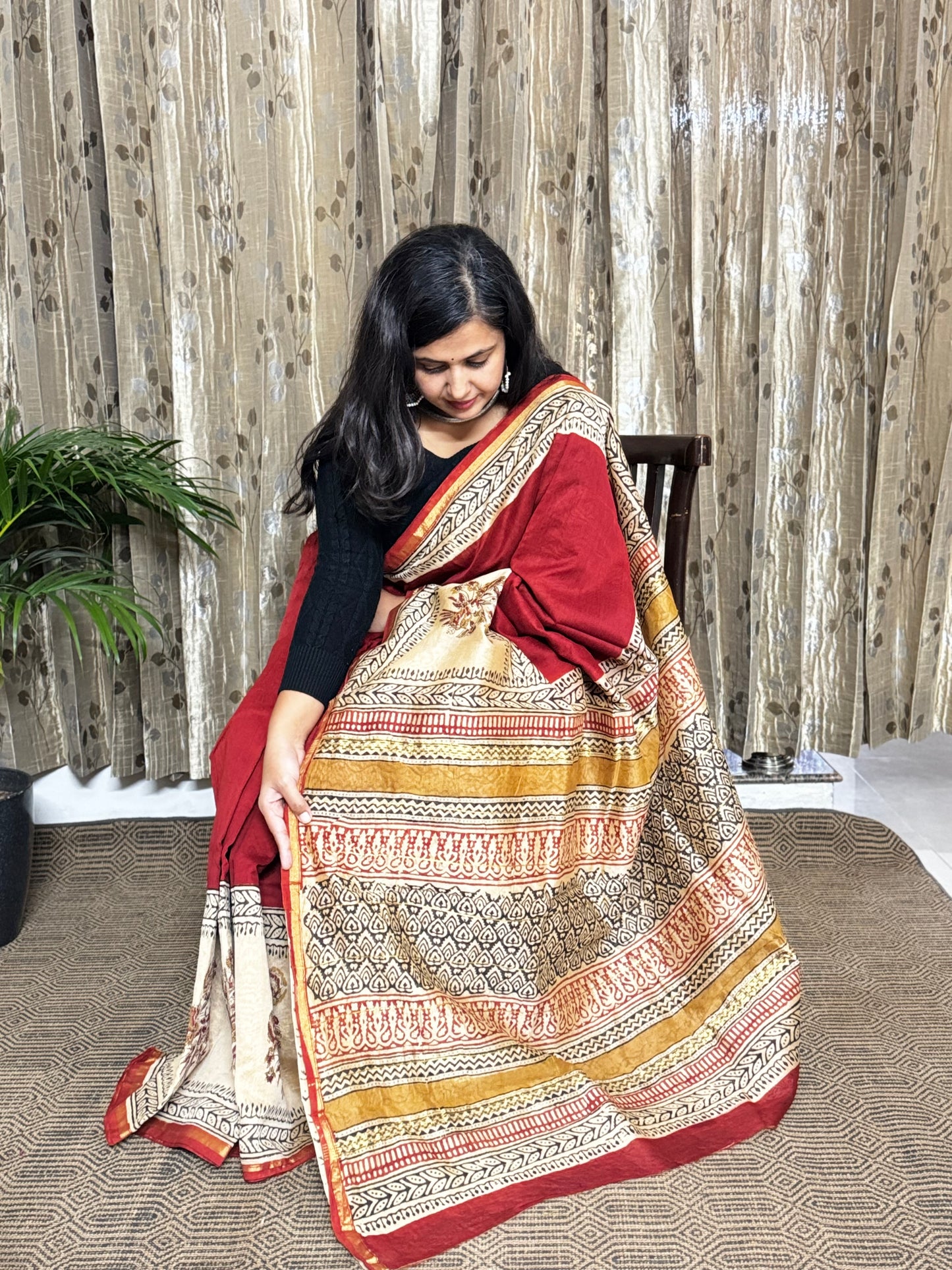 Red Chanderi Silk Cotton Saree