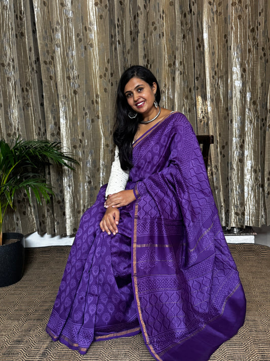 Purple Chanderi Silk Cotton Saree