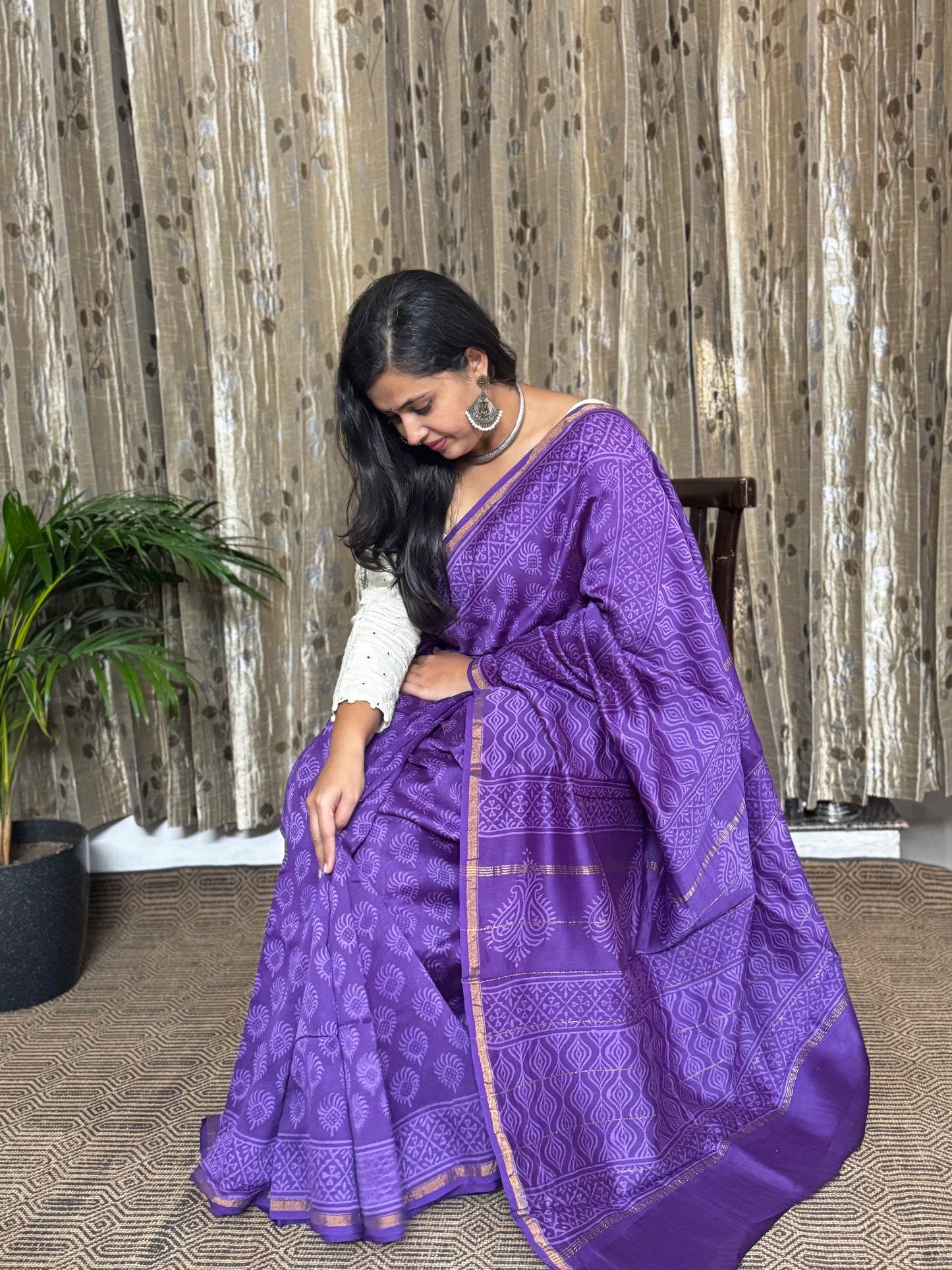 Purple Chanderi Silk Cotton Saree