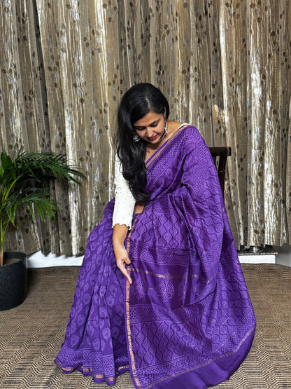 Purple Chanderi Silk Cotton Saree