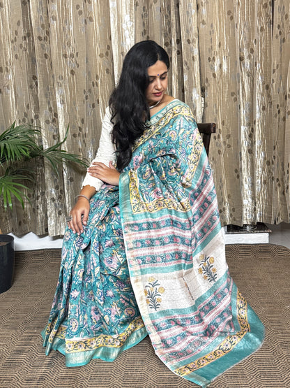 Green Maheshwari Cotton Zari Saree